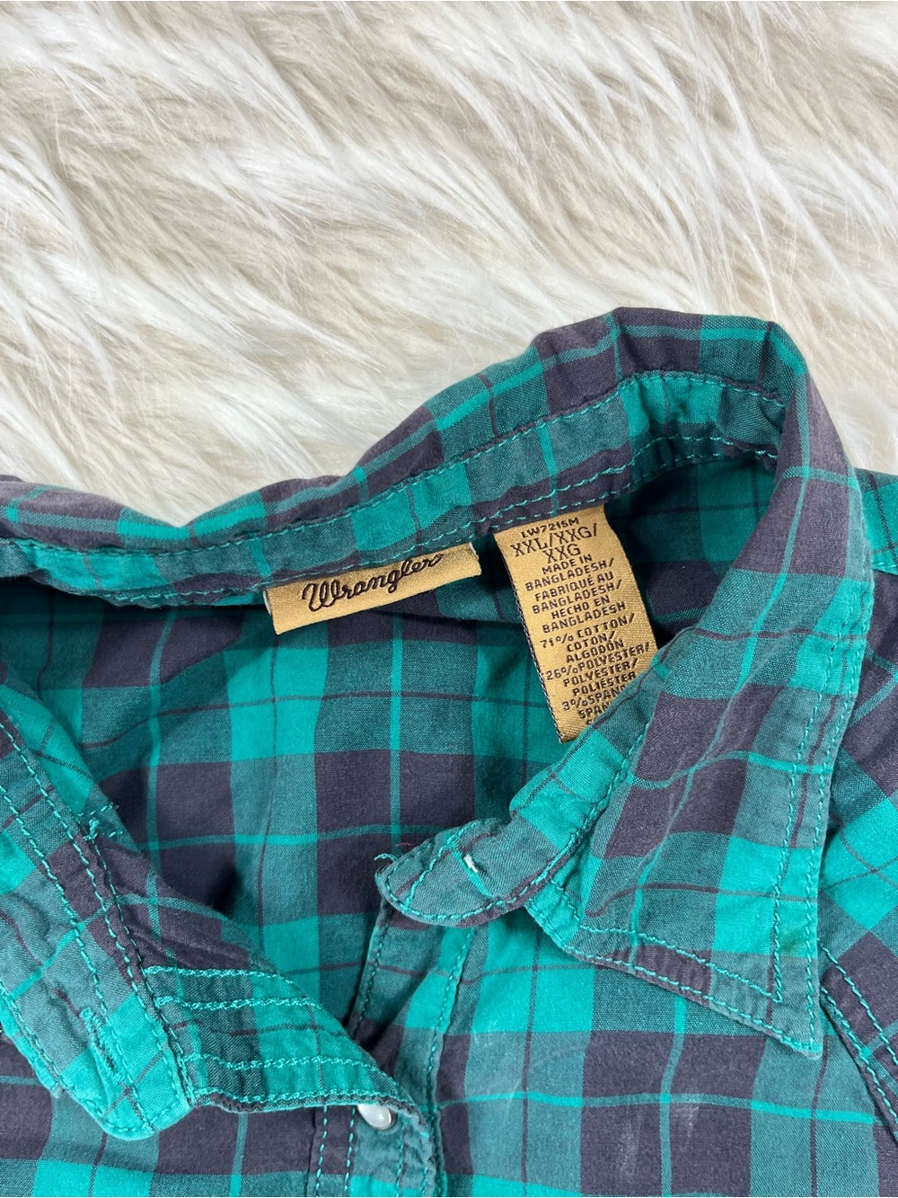 Wrangler Pearl Snap Shirt Women's XXL Green Plaid - Picture 3 of 7